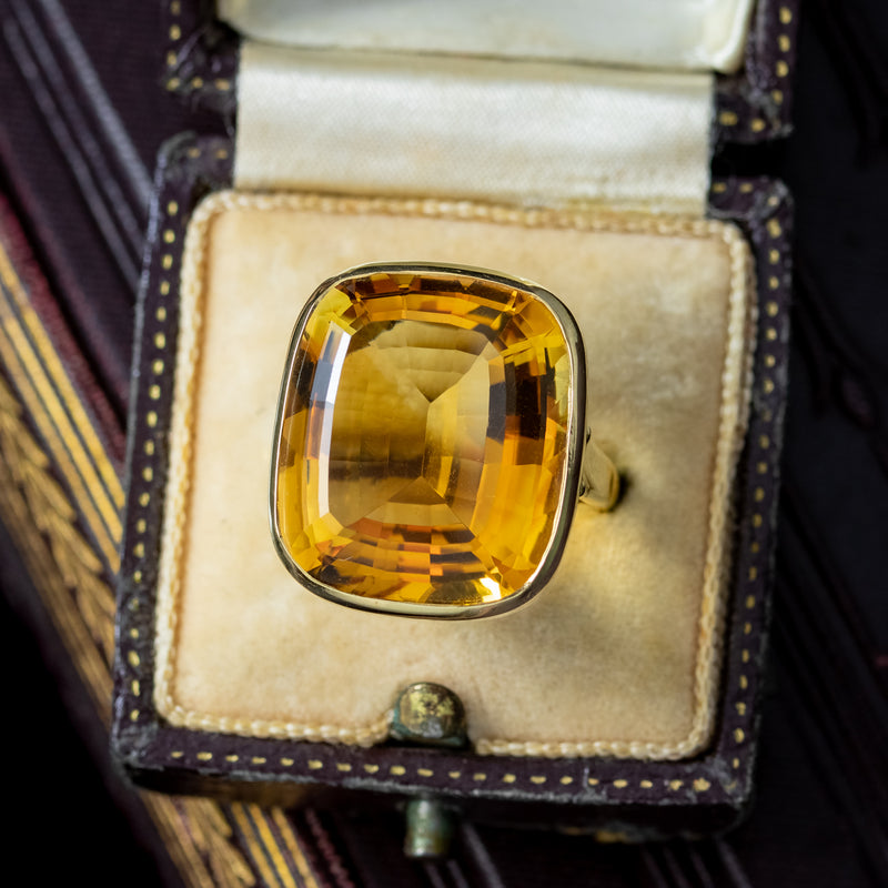 Art Deco Style Citrine Cocktail Ring 20ct Citrine Fred Ullman 