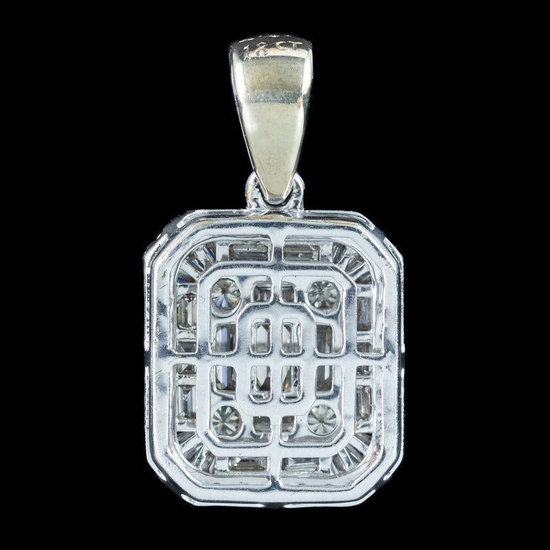 Art Deco Style Diamond Cluster Pendant 2.8ct Total