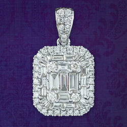Art Deco Style Diamond Cluster Pendant 2.8ct Total