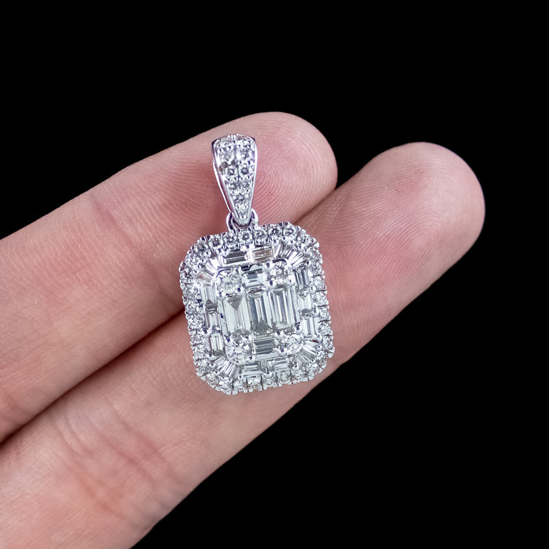 Art Deco Style Diamond Cluster Pendant 2.8ct Total