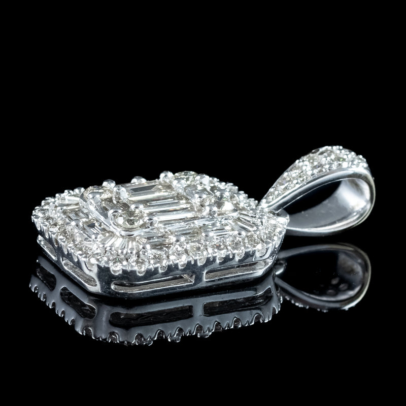 Art Deco Style Diamond Cluster Pendant 2.8ct Total