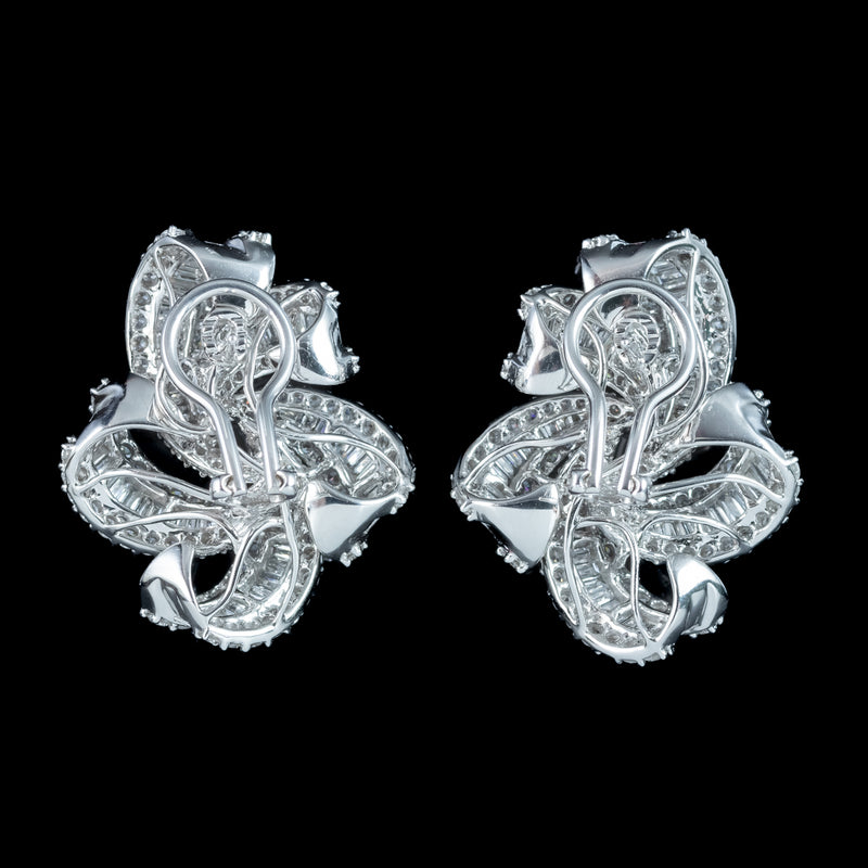 Art Deco Style Diamond Spiral Cluster Earrings 18ct Gold 6.5ct Total