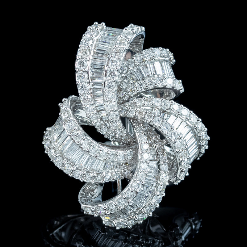 Art Deco Style Diamond Spiral Cluster Earrings 18ct Gold 6.5ct Total