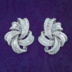 Art Deco Style Diamond Spiral Cluster Earrings 18ct Gold 6.5ct Total