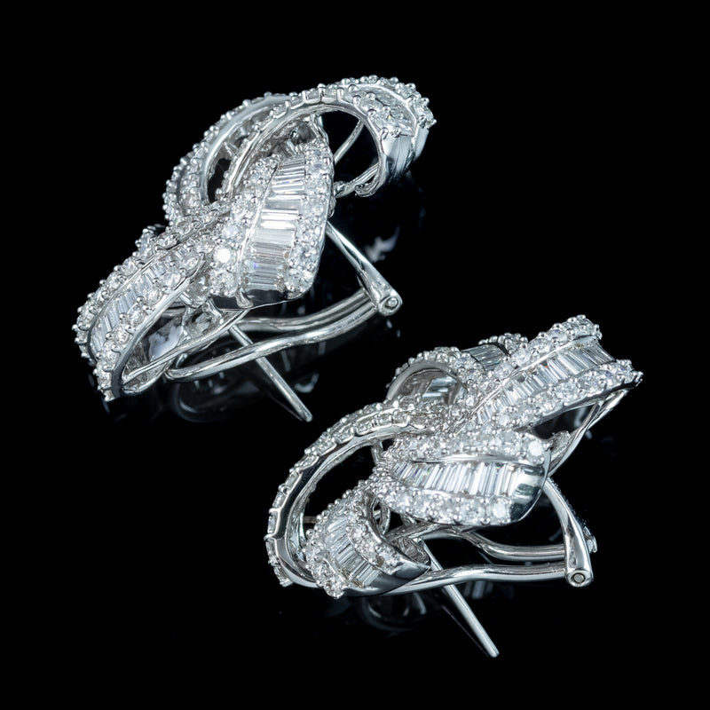 Art Deco Style Diamond Spiral Cluster Earrings 18ct Gold 6.5ct Total