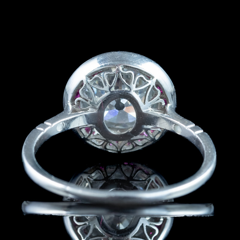 Art Deco Style Lab Grown Diamond Ruby Target Ring 2.47ct Diamond