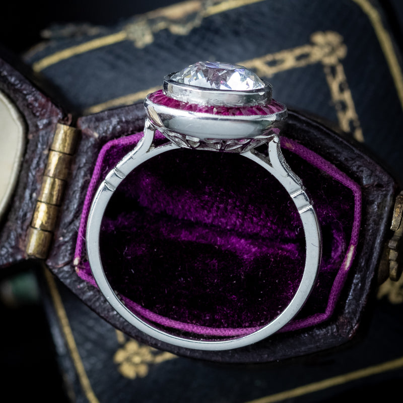 Art Deco Style Lab Grown Diamond Ruby Target Ring 2.47ct Diamond