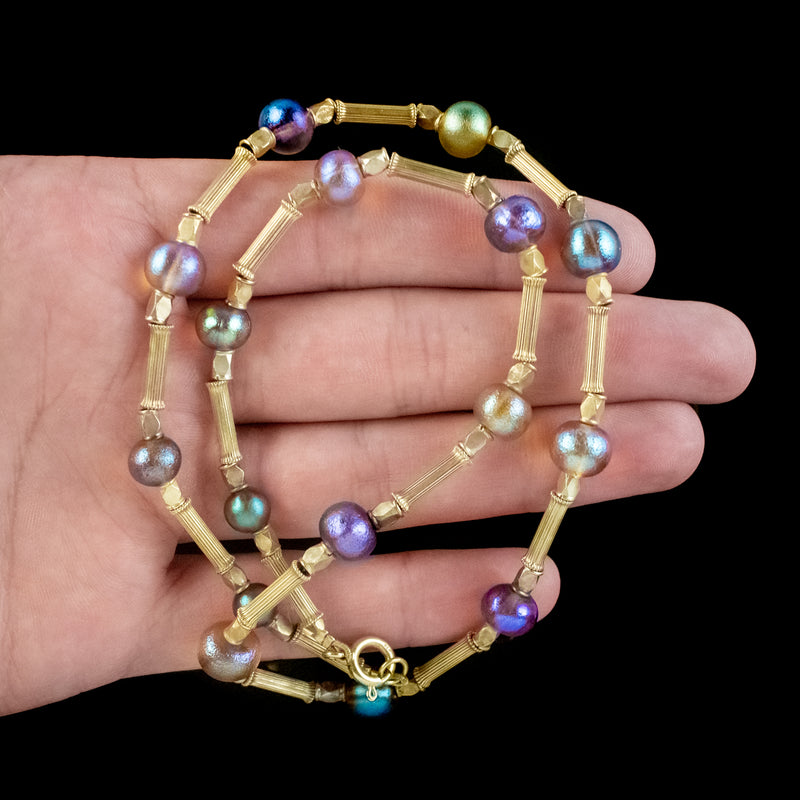 Art Deco WMF Myra Glass Necklace Sterling Silver Gold Gilt