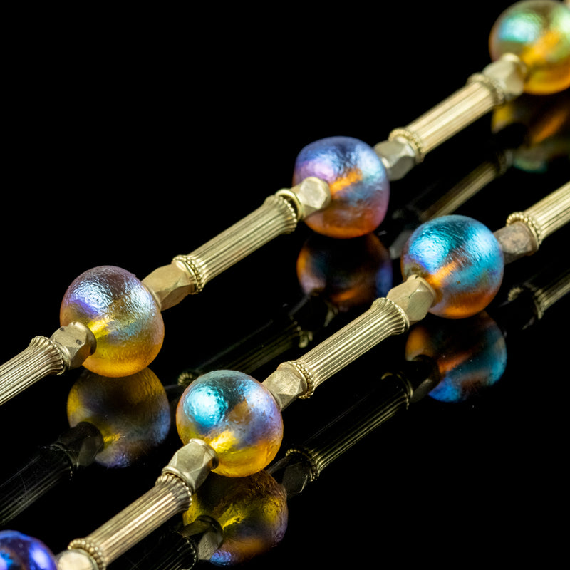 Art Deco WMF Myra Glass Necklace Sterling Silver Gold Gilt