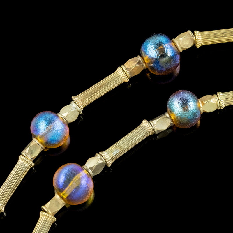 Art Deco WMF Myra Glass Necklace Sterling Silver Gold Gilt