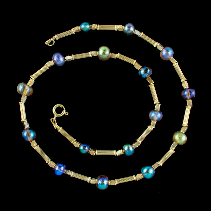 Art Deco WMF Myra Glass Necklace Sterling Silver Gold Gilt
