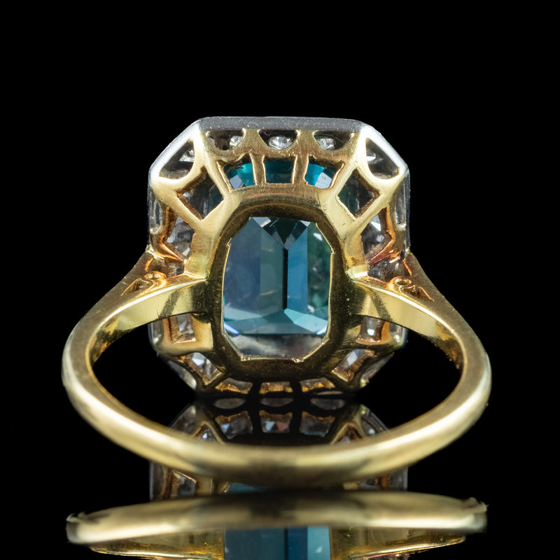 Art Deco Zircon Diamond Ring 5ct Blue Zircon 