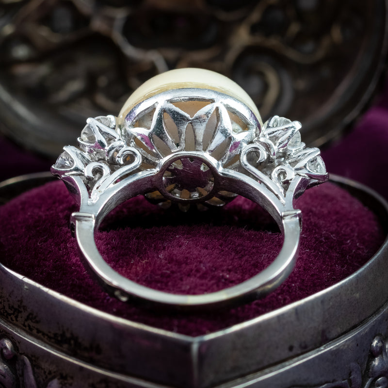 Vintage Pearl Diamond Cocktail Ring