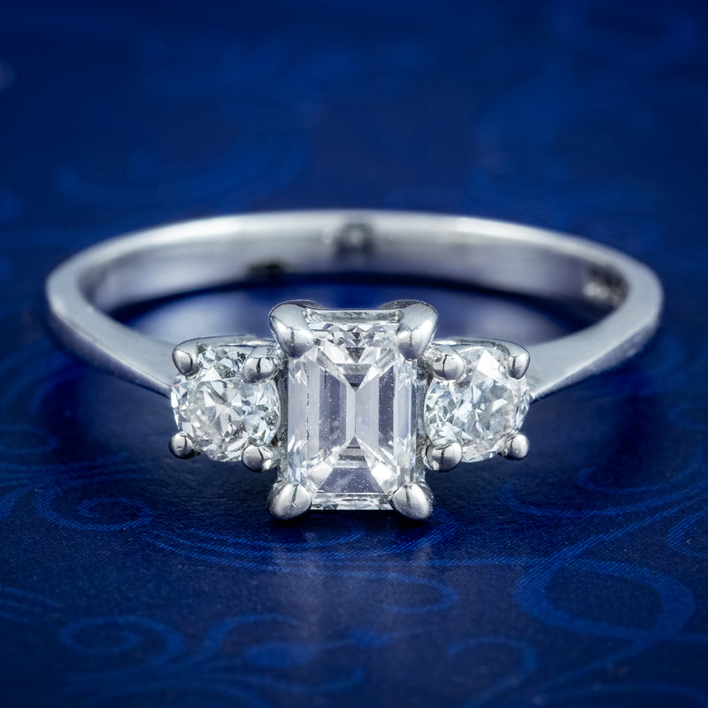 Art Deco Style Diamond Trilogy Ring 1.15ct Total