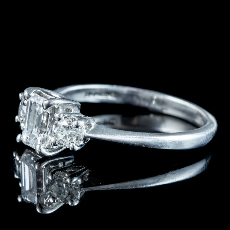 Art Deco Style Diamond Trilogy Ring 1.15ct Total