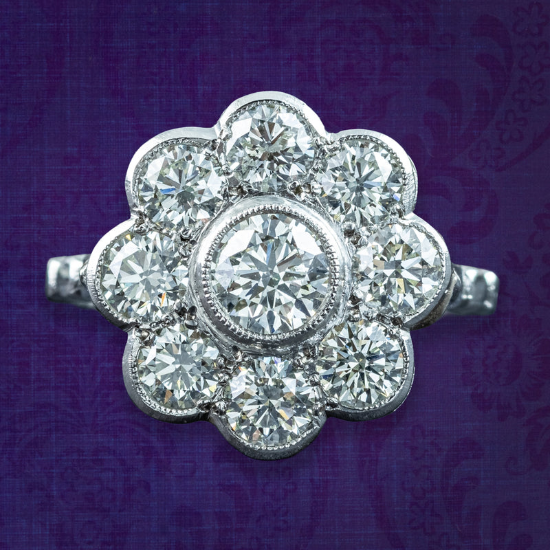 Edwardian Style Diamond Cluster Ring 2.36ct Total