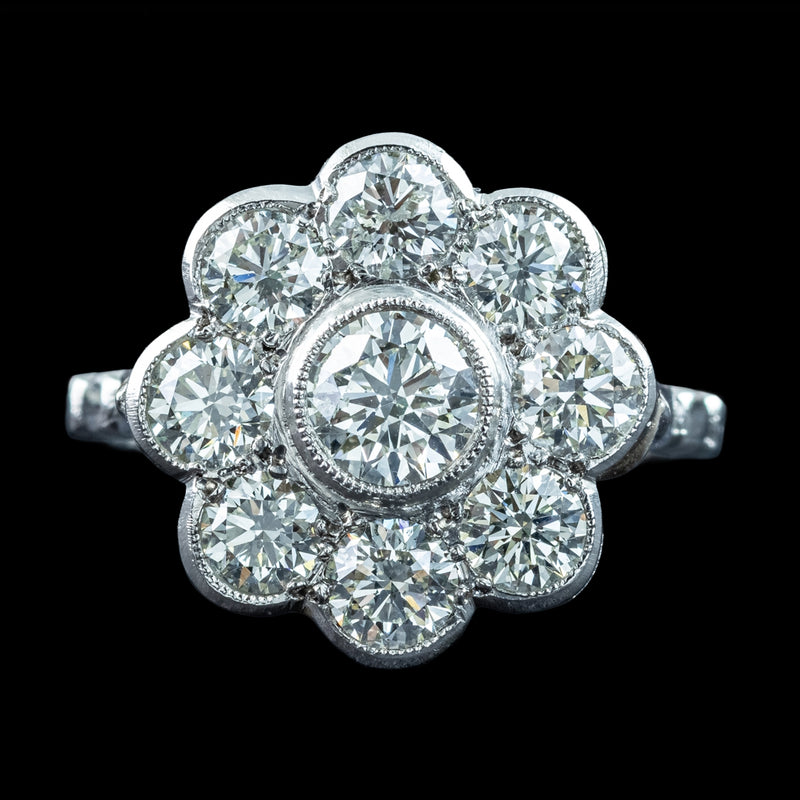 Edwardian Style Diamond Cluster Ring 2.36ct Total
