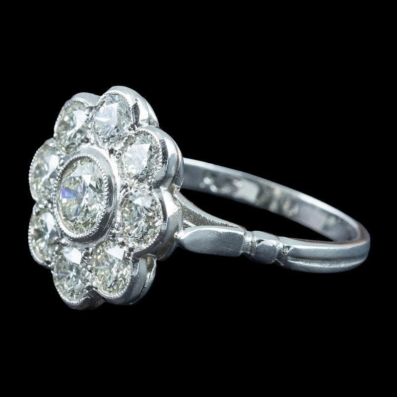 Edwardian Style Diamond Cluster Ring 2.36ct Total