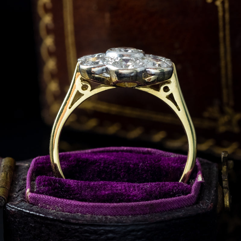 Edwardian Style Diamond Daisy Cluster Ring 1.4ct Total