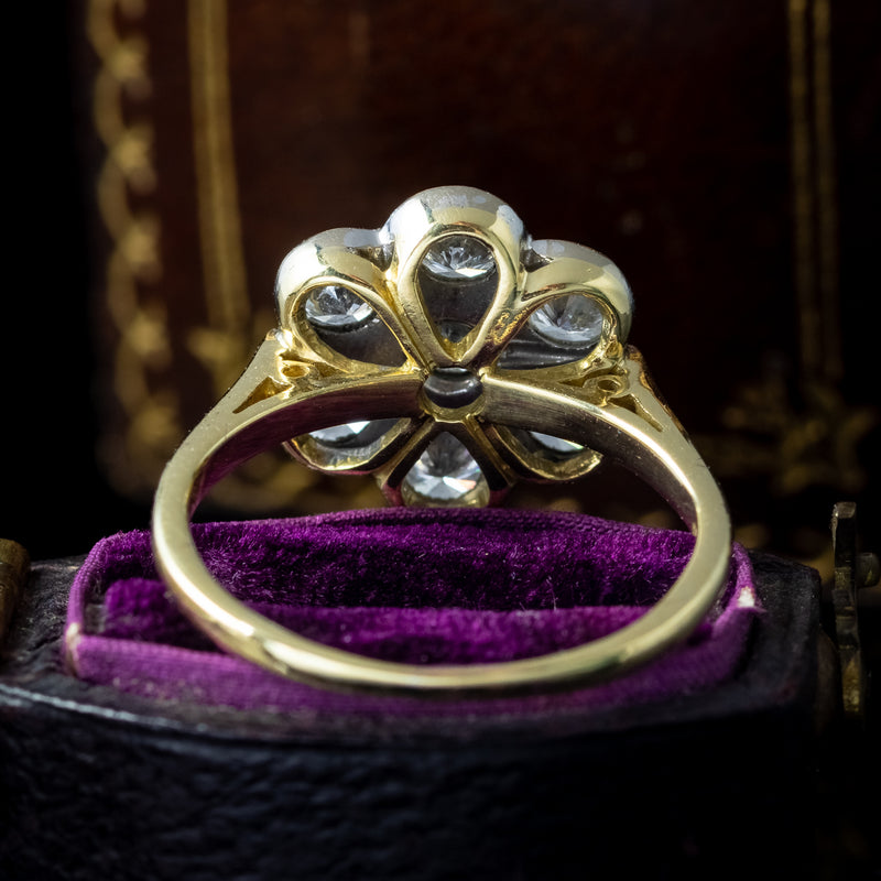 Edwardian Style Diamond Daisy Cluster Ring 1.4ct Total