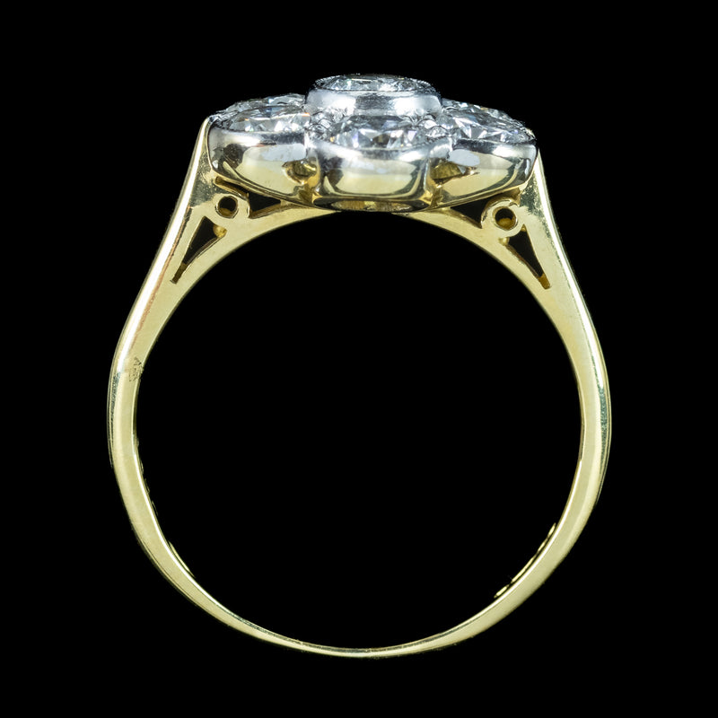 Edwardian Style Diamond Daisy Cluster Ring 1.4ct Total