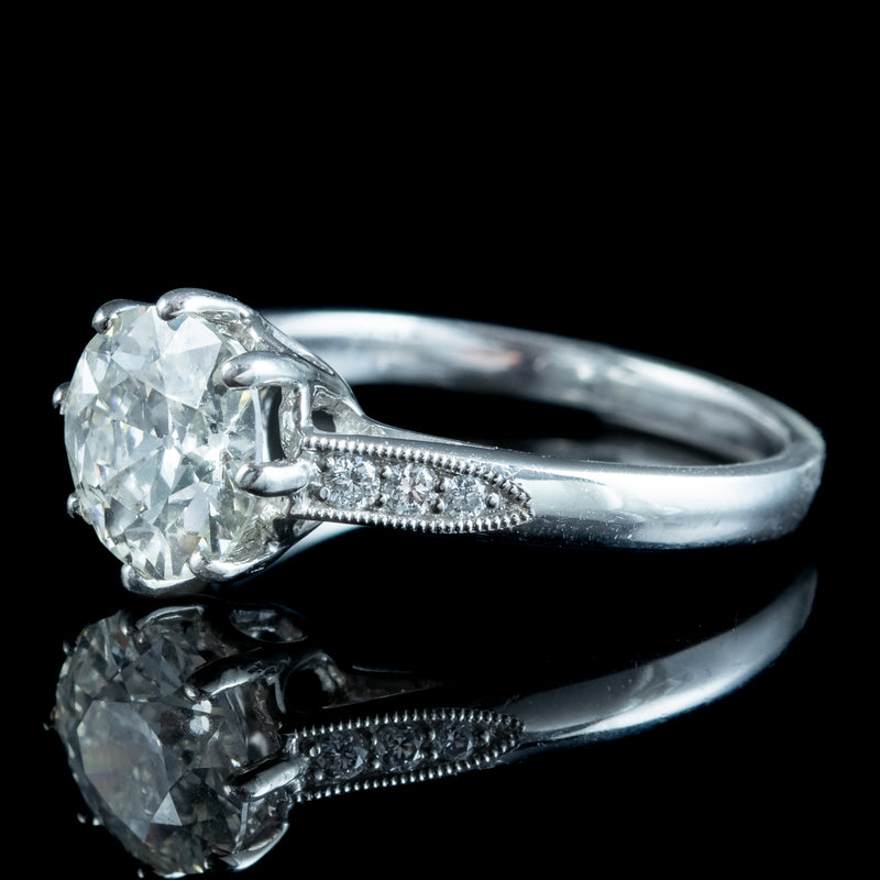 Edwardian Style Diamond Solitaire Ring 1.72ct Diamond With Cert