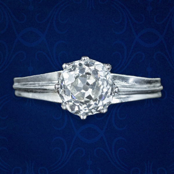 Edwardian Style Diamond Solitaire Ring 1.61ct Diamond With Cert