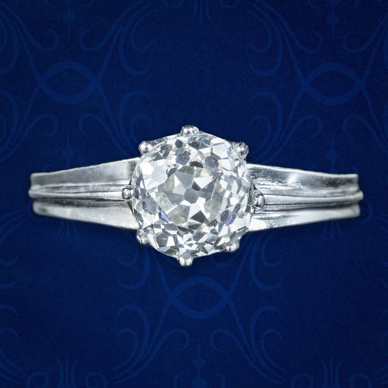 Edwardian Style Diamond Solitaire Ring 1.61ct Diamond With Cert