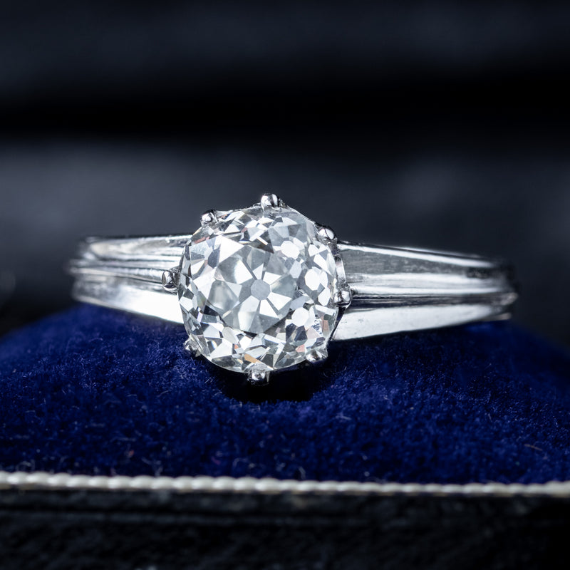 Edwardian Style Diamond Solitaire Ring 1.61ct Diamond With Cert