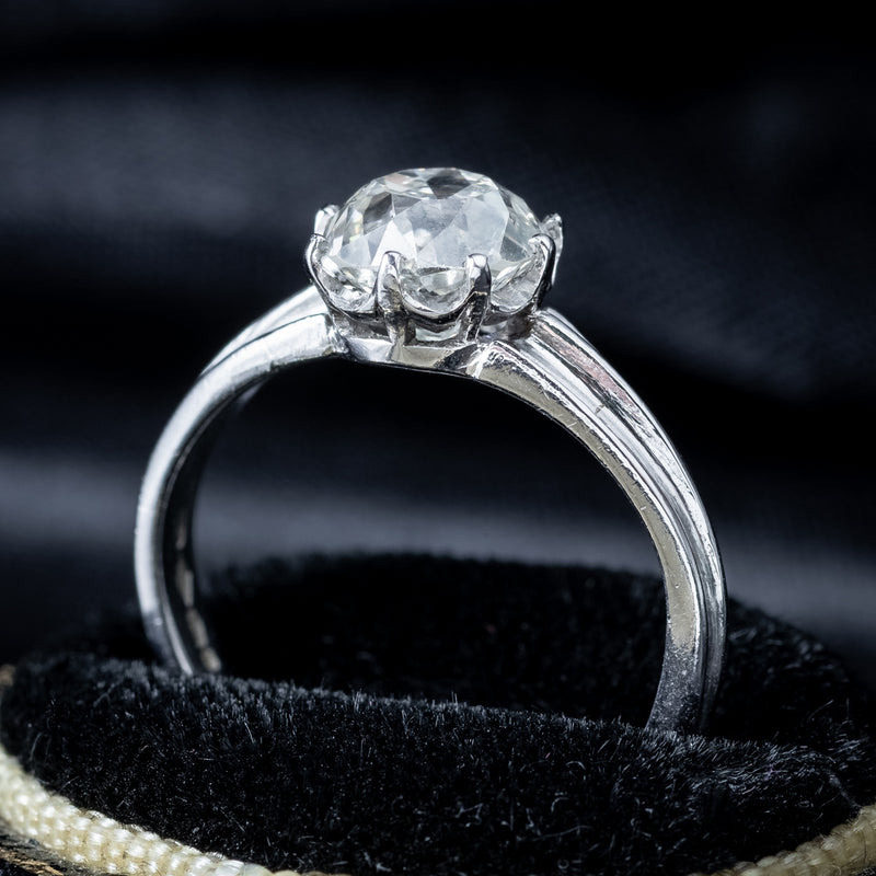 Edwardian Style Diamond Solitaire Ring 1.61ct Diamond With Cert