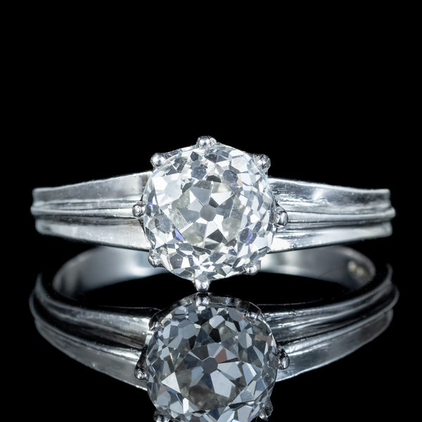 Edwardian Style Diamond Solitaire Ring 1.61ct Diamond With Cert