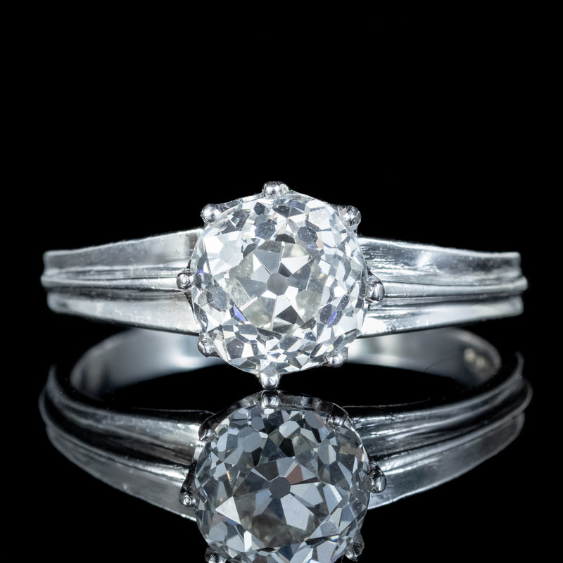 Edwardian Style Diamond Solitaire Ring 1.61ct Diamond With Cert