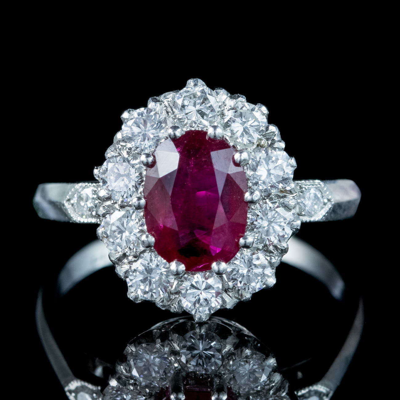 Edwardian Style Ruby Diamond Cluster Ring 1.5ct Ruby – Antique ...