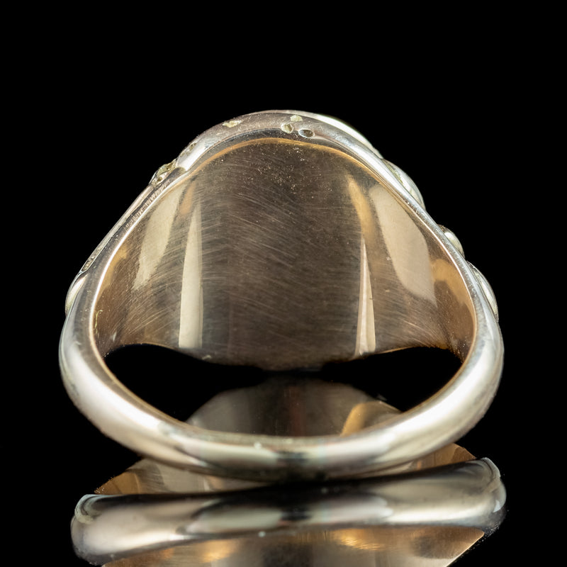 Georgian Style Memento Mori Locket Ring With Diamond Skull 