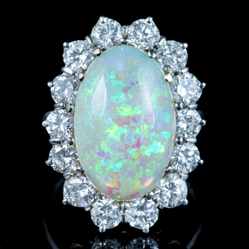 Opal Diamond Cocktail Ring 10ct Opal 