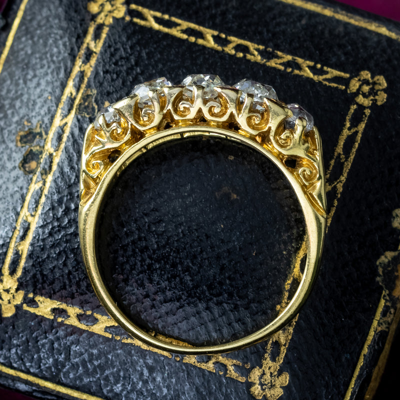 Antique Victorian Diamond Five Stone Ring 1ct Total