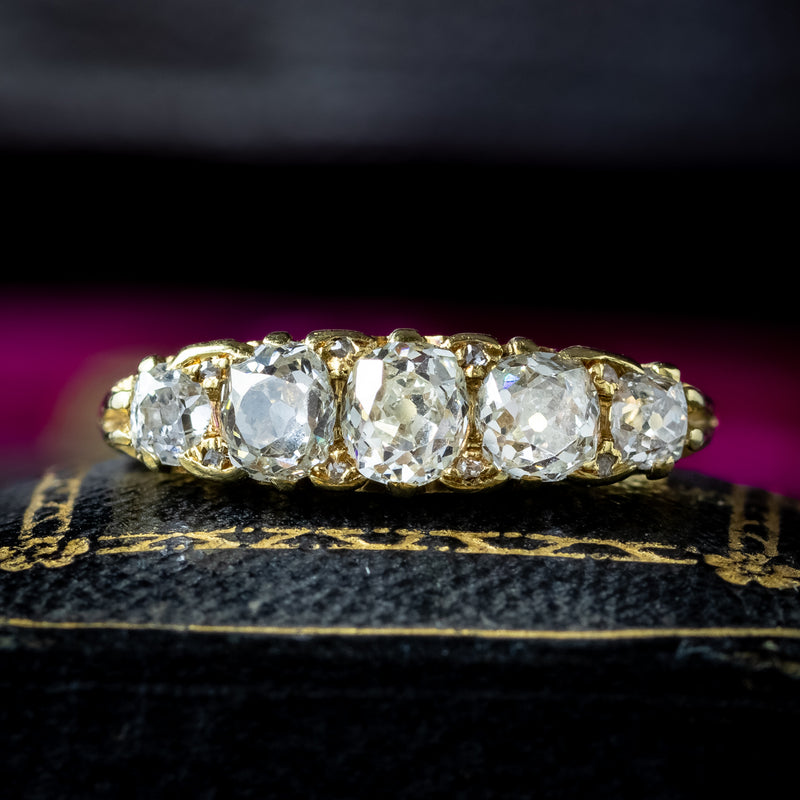 Antique Victorian Diamond Five Stone Ring 1ct Total