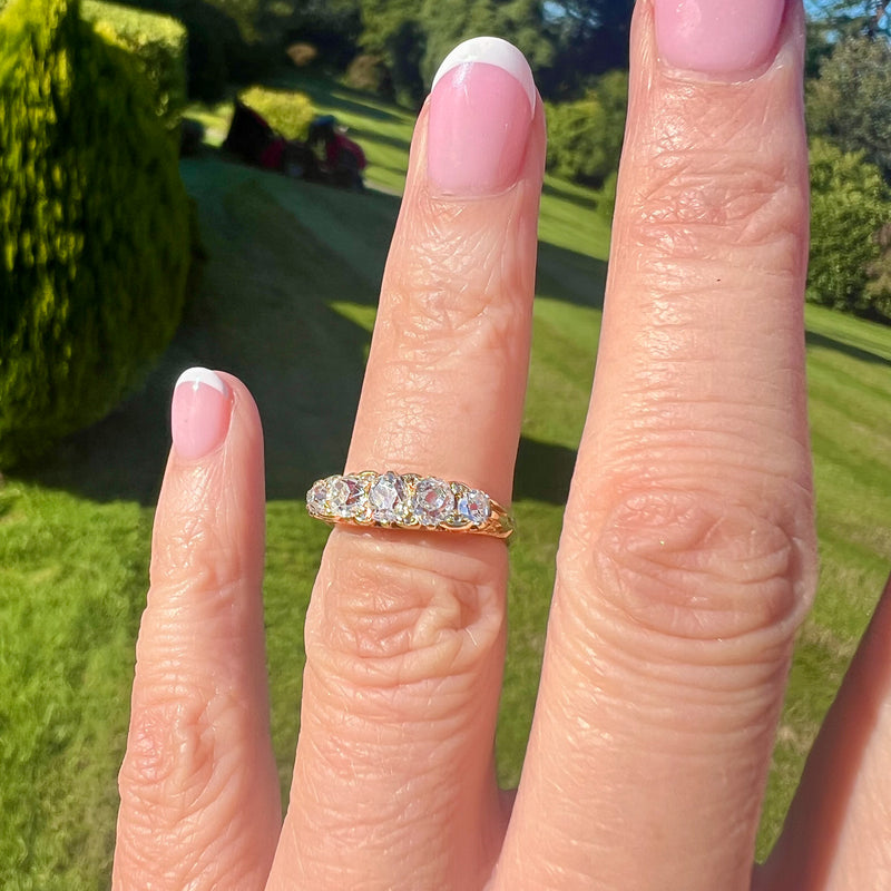 Antique Victorian Diamond Five Stone Ring 1ct Total