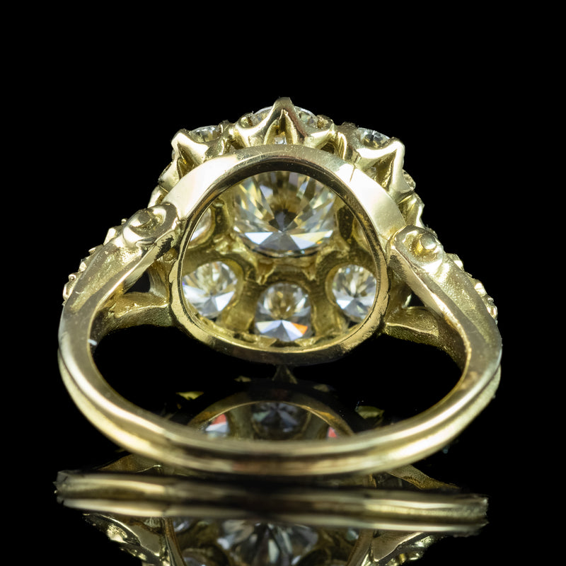 Victorian Style Diamond Cluster Ring 2.4ct Total