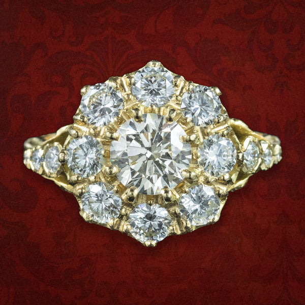 Victorian Style Diamond Cluster Ring 2.4ct Total