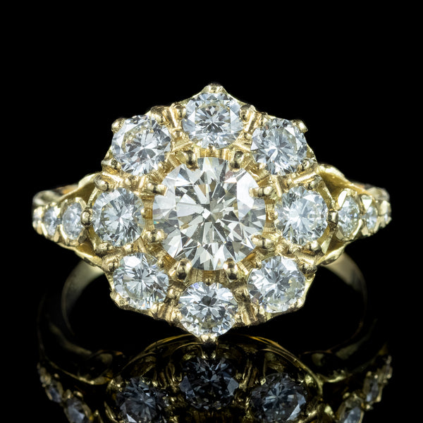 Victorian Style Diamond Cluster Ring 2.4ct Total
