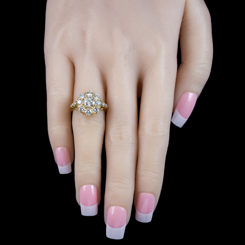 Victorian Style Diamond Cluster Ring 2.4ct Total