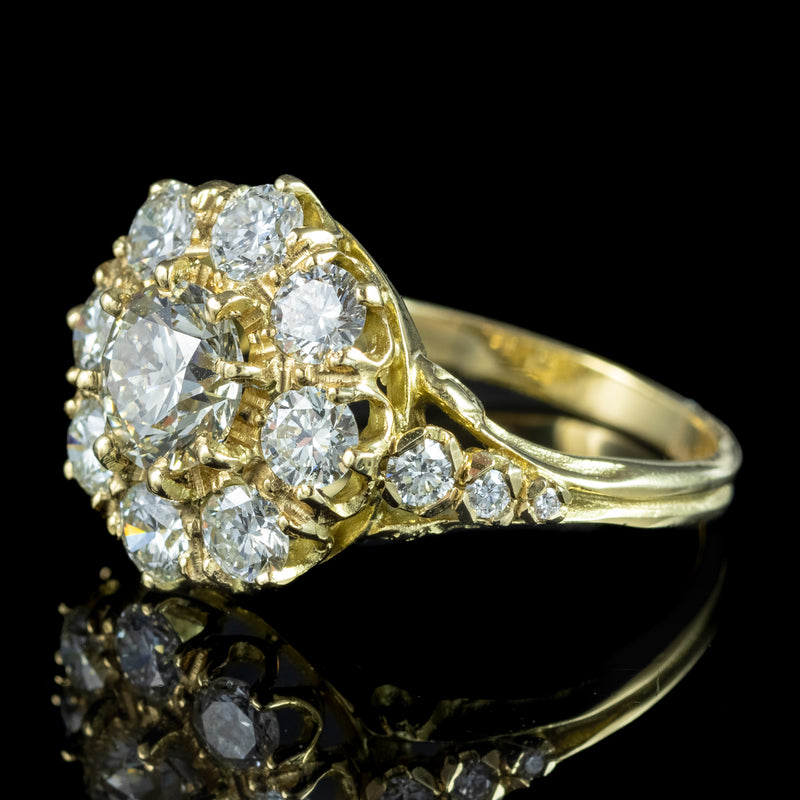 Victorian Style Diamond Cluster Ring 2.4ct Total