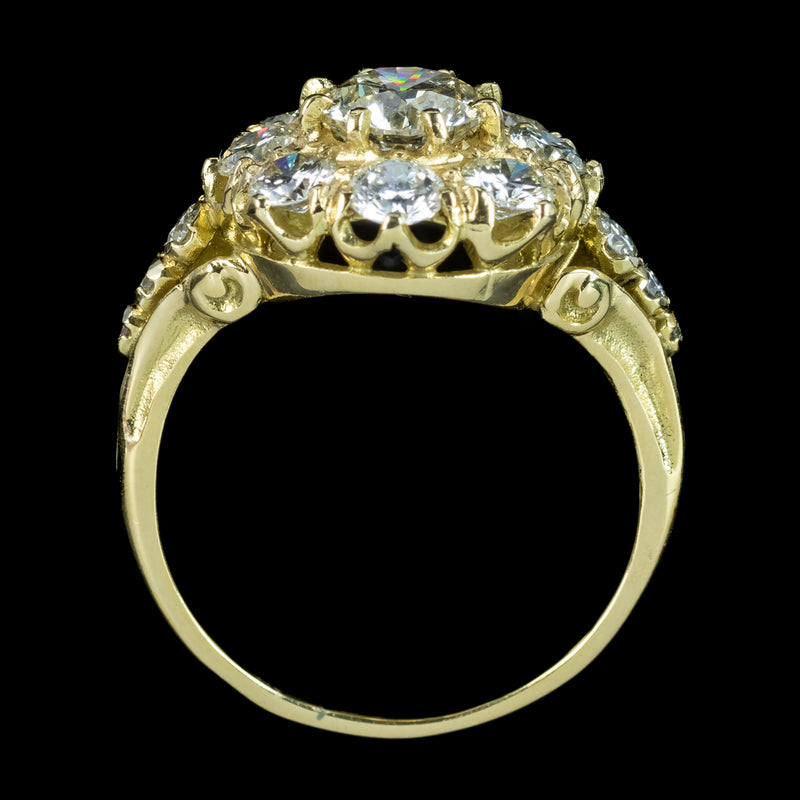 Victorian Style Diamond Cluster Ring 2.4ct Total