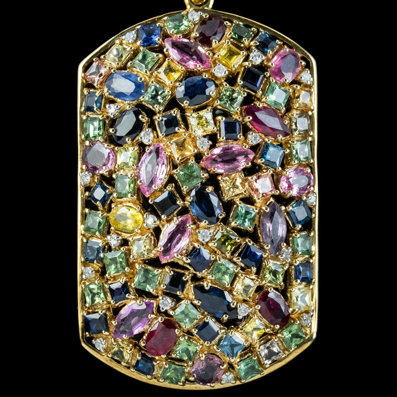 Victorian Style Harlequin Gemstone Pendant 9ct Gold 