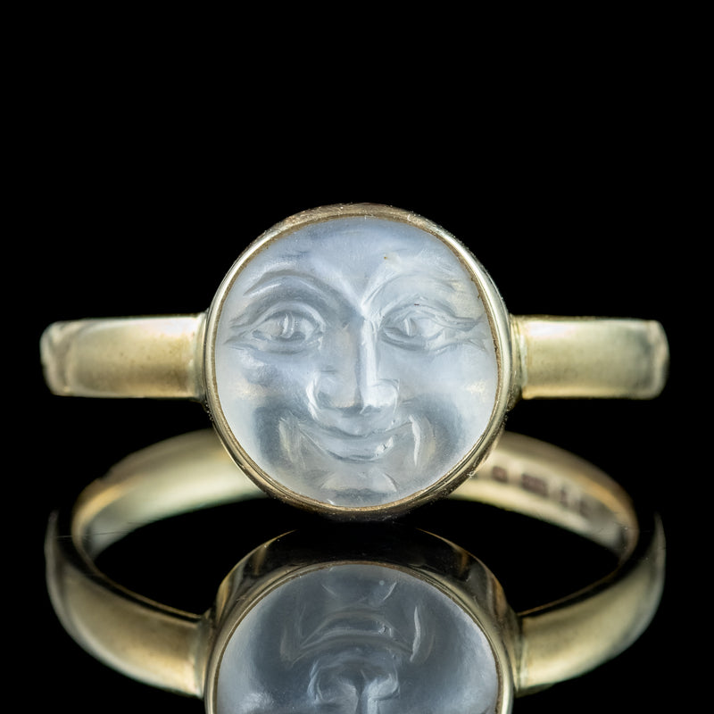 Victorian Style Man In The Moon Moonstone Ring 