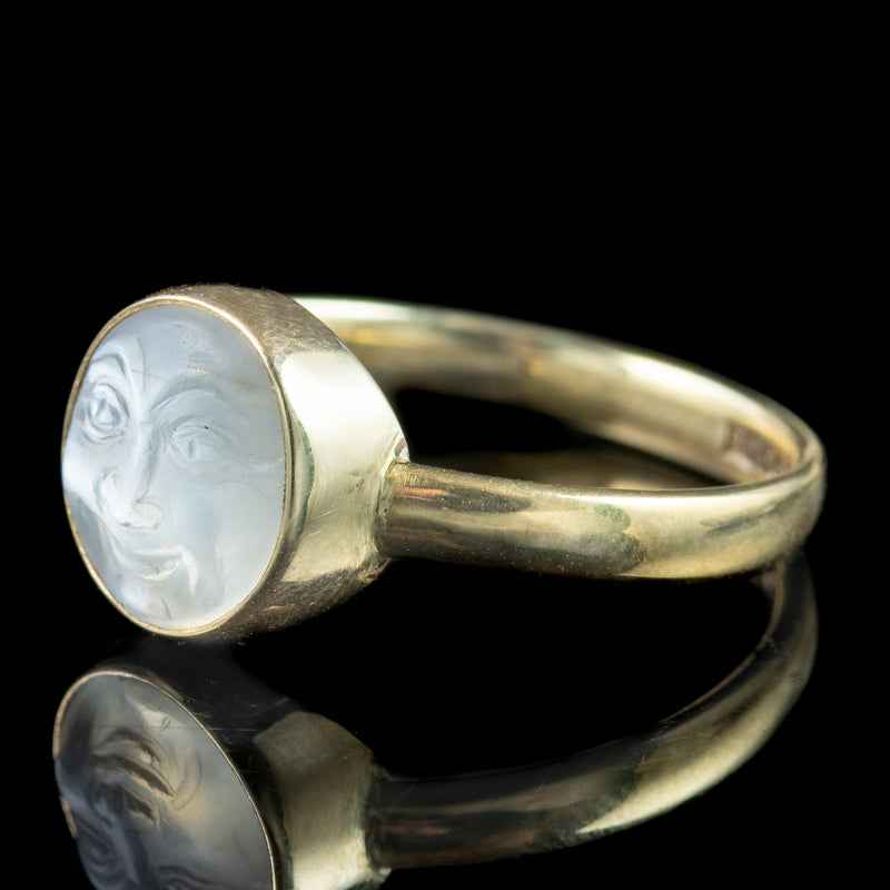 Victorian Style Man In The Moon Moonstone Ring 