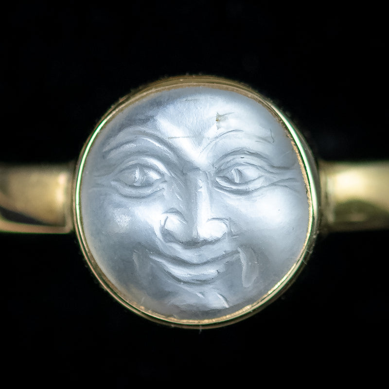 Victorian Style Man In The Moon Moonstone Ring 