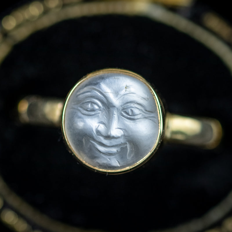 Victorian Style Man In The Moon Moonstone Ring 