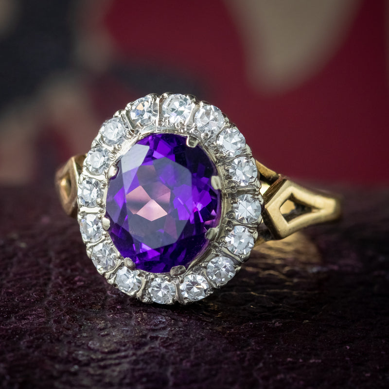 Vintage Amethyst Diamond Cocktail Ring 12ct Amethyst – Laurelle Antique  Jewellery